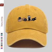 1pc Four Different Poses of Black Cat Pattern Printed Baseball Cap, Unisex Design Sun Hat, Multi-Color Optional Papa Hat, Comfor