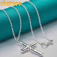925 Sterling Silver 16-30 Inch Chain Cross Pendant Necklace For Man Women Engagement Wedding Fashion Charm Jewelry