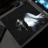 Black White Anime Gothic Girl Mouse Pad Non-Slip Rubber Desk Mat with Stitched Edge Durable Keyboard Pads Office PC Accessories