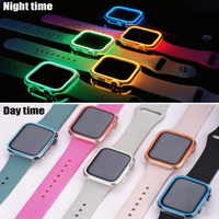 watch band+case for Apple Watch40/41/44/45/42/46mm, Sporty silicone Strap+cool luminous case set, for smartwatch Series11 109876