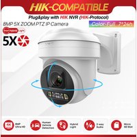 Hikvision Compatible 4K 8MP ColorVu PTZ IP Camera 2.7-13.5MM 5X Zoom Hybrid Light 2-way Audio SD Card slot Network CCTV Camera