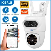 KERUI Outdoor 10MP 5K HD Dual Lens WiFi IP Camera PTZ Wireless Home Security CCTV Video Surveillance Human Detection Use Tuya