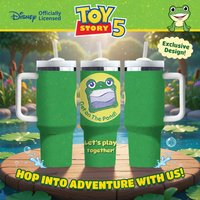 1pc 40oz Disney Toy Story Lilypad Insulated Stainless Steel Tumbler with Handle Straw for Car Camping Outdoor Sports Fans Gift