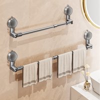 30-80cm Suction Cup Wall Towel Rack No Drilling Kitchen Bathroom Single Rod Retractable Towel Holder Self-adhesive Storage Shelf