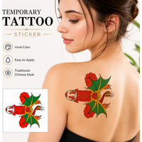 1 pc Temporary Tattoo Sticker, Colorful Fantasy Dragon Fish Body Art, Waterproof Party Festival Tattoo for Women Men