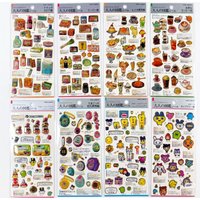 Retro Japanese Snack & Drink Stickers Gold Trim Cute Themed Decals for Notebook Scrapbooking & Craft Projects