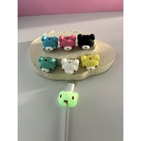 Luminous Kawaii Bear Data Cable Protector Anti Break Cartoon Charger Cable Saver for iPhone Android