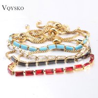 6MM Stainless Steel Bracelet Plated 18K Gold with Diamond Setting Adjustable New Color Zircon Bracelet Women Jewelry