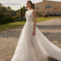 RODDRSYA Customized Sleeveless Wedding Dresses for Women Elegant Lace Appliques A Line Backless Bridal Dress Beach vestido novia