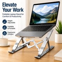 Full Metal Laptop Stand Portable Lifting Riser Adjustable Foldable Desktop Support Bracket Ergonomic Notebook Holder for Office