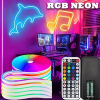 USB Neon Rope Lights with 44 Keys Remote, Flexible LED Neon Strip for Bedroom, Cabinet and Christmas Decor