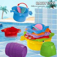 Baby Bath Toys, Stacking Cup Toddler Toy Random Colors Ocean Stacking Tower Bathtub Water Beach Play Bathroom Game Gifts