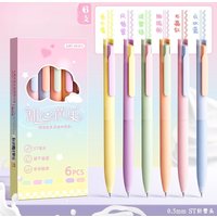 6-pack Quick-Drying Morandi Retractable Gel Pens Candy Color Markers Set for Student Highlighting Daily Notes Stationery
