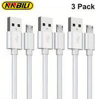 NNBILI 3PCS Micro USB Cable 2.4A Fast Charging Wire Mobile Phone Micro USB Cable For Xiaomi Samsung Andriod Charge Cable Cord