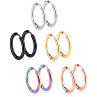 LUXUSTEEL 1Pairs/2Pcs Small Hoop Earrings Women Men Silver Color Stainles Steel Round Circle Pendientes Mujer 2023 Anti-allergy