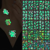 5 Sheets Luminous Tattoo Stickers Colorful Animal Mermaid Dinosaur Temporary Tattoos for Hand Body Fake Tattoo Waterproof