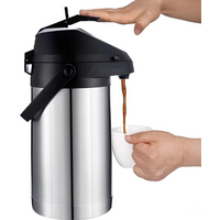 Airpot Coffee Dispenser with Pump for Hot Drinks Tea Liquid, Insulated Stainless Steel Hot Water Beverage Urn for Parties