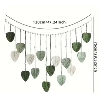 Boho Home Decoration, Macrame Tapestry Macrame Leaf Feather Wall Hanging Decor for Living Room Bedroom, Boho Wall Art Home Decor