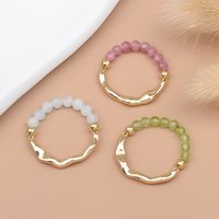 Wholesale 3MM Natural Stone Amethyst Rose Quartz Faceted Beads Round Beads Brass Stretchable Rings Fashion Jewelry For Women