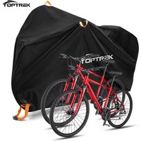 Toptrek Bike Cover 210D Oxford Outdoor Storage Waterproof & Anti-UV Bicycle Cover with Waterproof Membrane for Two Bicycles