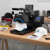 Presse à chaud pour casquettes, presse à chaud 4-en-1 pour casquettes, transfert par sublimation à rabat de 15,2x7,6 cm, contrôle de la température numérique LCD avec 4 éléments chauffants incurvés