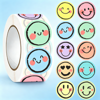 500 Pcs Colorful Round Face Expression Stickers Pastel Gradient Self-Adhesive Matte Decorative Tags for Journal DIY Handicrafts