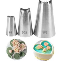 3pcs #888 #D68 #98 Icing Tips Piping Nozzle Cake Cream Decoration Tip Staniless Steel Tools Bakeware Create Lotus Flower Petals