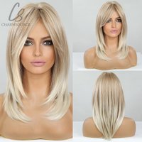 CharmSource Blonde Long Hair Natural Straight Wig Synthetic Wigs for Women Daily Party High Density