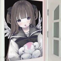 VIKAMA Kawaii Anime Angel Girl Tapestry Dark Aesthetic Y2K Style Wall Hanging for Bedroom Indie Room Decor