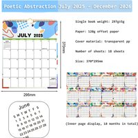 2025-2026 Calendar 18 Months Runs from July 2025 to December 2026 with Hanger Thick Paper Spiral Binding Turn the page Design