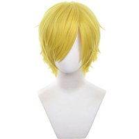 Anime Cosplay Vinsmoke Sanji Wig Short Straight Blonde Synthetic Hair Peluca For Frieren Festival Role Play Props