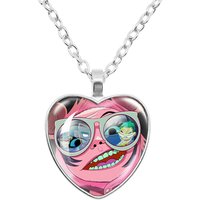 Virtual Band Gorillaz 2-D Murdoc Noodle Russel Glass Heart Pendant Necklace Virtual Singer Jewelry Accessories Fans Gift