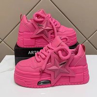 Women's Thick-Soled Bread Shoes Autumn New Chunky Head Height-Increasing Sneakers Popular Casual Sports White Shoes
