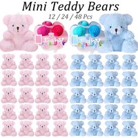 12-48Pcs Mini Plush Bears 4'' Small Bear Bulk Stuffed Animal Toys Tiny Soft Bear Doll Present Stuffers for Keychain Baby Shower