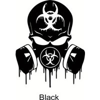 1PC Biohazard Gas Mask Skull Car Sticker Set, Waterproof Vinyl Decals, Multi Colors