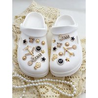24 pieces of golden light aircraft letters bouquet of black butterfly bow DIY fashion suits shoe accessories, apply the hole hol
