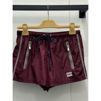 Y Miu Style Casual Pants Spring 2026 Fashionable Waist-Cinching Zipper Pocket Slimming Sporty Shorts Letter Embroidery Straig...