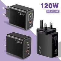 120W 5 Ports USB C PD Fast Charger Multi Port Quick Charge 3.0 Wall Phone Adapter EU US UK Plug for iPhone Samsung Xiaomi Huawei