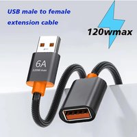 6A 120W USB Male to Female Extension Cable 1/1.5M Fast Charge High Speed Data Sync Extender Cord for Laptop PC