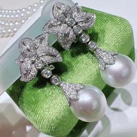 gorgeous 11-10mm south sea drop white pearl dangle earring 925s earrings sterling silver 925 earrings for women