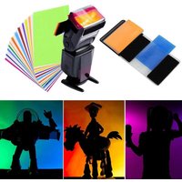 12 Colors Camera Flash Gels Lighting Filter Kit with Universal Velcro Band Holder for Speedlite Portrait Studio DIY Photography