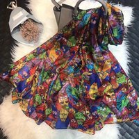 Lightweight Large 100% Mulberry Silk Scarf for Women Oblong Shawl Neck Scarf Beach Wrap Headscarf Gift Pack Red Cartoon Print