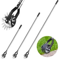 67 Inch/170 cm Wheel Rotary Edger, Manual Lawn Edger Tool 4-Section Stainless Steel Grass Edger for Sidewalks Garden Landscaping