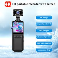 4K HD Body Worn Camera, 180° Rotatable Lens Portable Wearable Camcorder with Full Color Night Vision, Loop Recording, Mini Actio