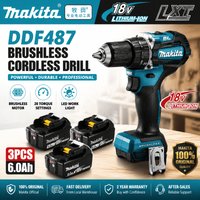 Original Makita 18V LXT DDF487 Bürstenloser Akku-Bohrschrauber 10mm Hochdrehmoment + BL1860B BL1840 6,0Ah Akku-Set OEM Elektrowerkzeug EU Schnellversand