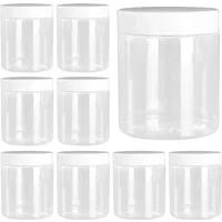 12Pcs 250ml Clear Plastic Jar With White Lid Candy Grain Storage Jars Cosmetic Face Cream Sample Bottle Kitchen Food Containers
