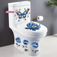 M-Waterproof Butterfly Wall Stickers Bathroom Toilet Sticker Modern Flower Pattern Self-adhesive Paintings For Living Decoration