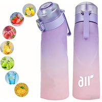 LUSQI Water Bottle With 7Pcs Flavor Pods Portable Transparent With Straw Leak Proof Suitable For Outdoor Sports