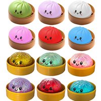 12 Styles Realistic Giant Dumpling Squeeze Toy With Bamboo Steamer Soft Dough Ball Decompression Fidget Toy Funny Creative Gift