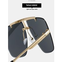 AliExpress Oversized Double Bridge Sunglasses Square Frame Frameless Men's Shades Rimless UV Protection Gradient Lens Sun Glasses